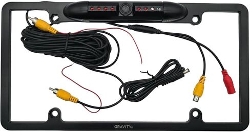 كاميرا احتياطية Gravity VGC1000PL - CMOS CVBS، خطوط ديناميكية لوقوف السيارات، اتصال RCA عالمي - كاميرا رؤية خلفية بلوحة ترخيص مقاومة للماء - أسود in Saudi Arabia