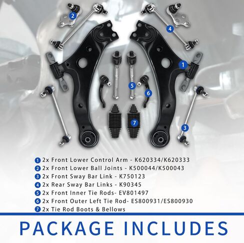 طقم تعليق POWERGEAR 14 قطعة ذراع التحكم الأمامي السفلي Sway Bar التعادل قضيب مناسب لـ 2012-2017 Toyota Camry in Kuwait