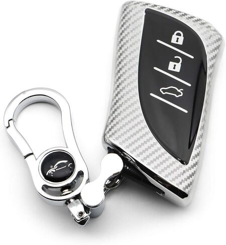 Soft Carbon Fiber Finish Car Key Fob Cover For Lexus ES200 ES250 ES260 ES300h ES350 GX460 LC500 LC500h LS350 LS500 LS500h LX600 NX300h UX200 UX250h UX260h TPU Case With Keychain - Red in Saudi Arabia