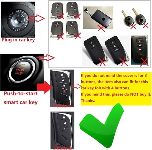 Soft Carbon Fiber Finish Car Key Fob Cover For Lexus ES200 ES250 ES260 ES300h ES350 GX460 LC500 LC500h LS350 LS500 LS500h LX600 NX300h UX200 UX250h UX260h TPU Case With Keychain - Red in Saudi Arabia