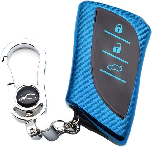 Soft Carbon Fiber Finish Car Key Fob Cover For Lexus ES200 ES250 ES260 ES300h ES350 GX460 LC500 LC500h LS350 LS500 LS500h LX600 NX300h UX200 UX250h UX260h TPU Case With Keychain - Red in Saudi Arabia