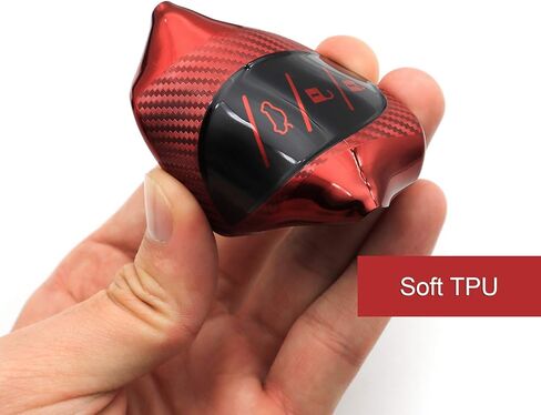 Soft Carbon Fiber Finish Car Key Fob Cover For Lexus ES200 ES250 ES260 ES300h ES350 GX460 LC500 LC500h LS350 LS500 LS500h LX600 NX300h UX200 UX250h UX260h TPU Case With Keychain - Red in Saudi Arabia