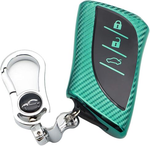 Soft Carbon Fiber Finish Car Key Fob Cover For Lexus ES200 ES250 ES260 ES300h ES350 GX460 LC500 LC500h LS350 LS500 LS500h LX600 NX300h UX200 UX250h UX260h TPU Case With Keychain - Red in Saudi Arabia
