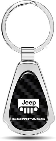 iPick Image for Jeep Compass Real Black Carbon Fiber Metal Teardrop Key Chain in Saudi Arabia
