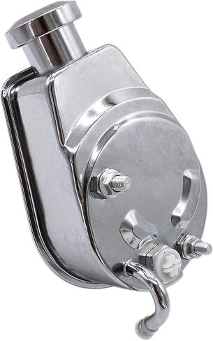 SBC Chrome Power Steering Pump & Bracket & Pulley Kit Compatible with Small Chevy Long Water Pump 265 283 305 327 350 383 400 Engines Replace Keyway style 5/8" in Saudi Arabia