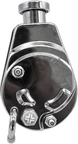 SBC Chrome Power Steering Pump & Bracket & Pulley Kit Compatible with Small Chevy Long Water Pump 265 283 305 327 350 383 400 Engines Replace Keyway style 5/8" in Saudi Arabia