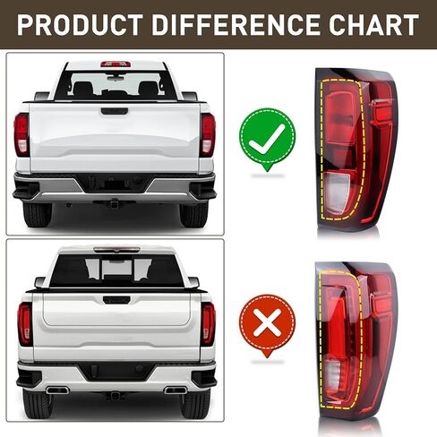 Halogen Type Tail Light Rear Lamp Assembly Compatible with 2019-2023 GMC Sierra 1500/2500 HD/3500 HD Right Passenger Side 84565920 GM2801309 (Not Fit w/Factory LED Tail Light Models) in Kuwait