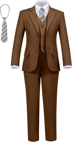 Boys' Suits Slim Fit 5 Pieces Formal Suit Sets for Boy Wedding Boy Ring Bearer Suit Teen Toddler Boy Dress Suit Outfit in Kuwait