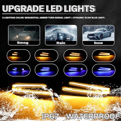 Sequential Side Mirror Turn Signal Lights for Mercedes Benz A/B/C/E/S/CLA/GLA/GLK/CLS Class W204 W176 W212 W246 W221 C250 C300 2006-2017 Dynamic Blue Amber Indicator with Smoked Lens Assembly in Kuwait