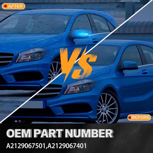 Sequential Side Mirror Turn Signal Lights for Mercedes Benz A/B/C/E/S/CLA/GLA/GLK/CLS Class W204 W176 W212 W246 W221 C250 C300 2006-2017 Dynamic Blue Amber Indicator with Smoked Lens Assembly in Kuwait