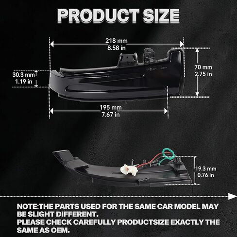 Sequential Side Mirror Turn Signal Lights for Mercedes Benz A/B/C/E/S/CLA/GLA/GLK/CLS Class W204 W176 W212 W246 W221 C250 C300 2006-2017 Dynamic Blue Amber Indicator with Smoked Lens Assembly in Kuwait