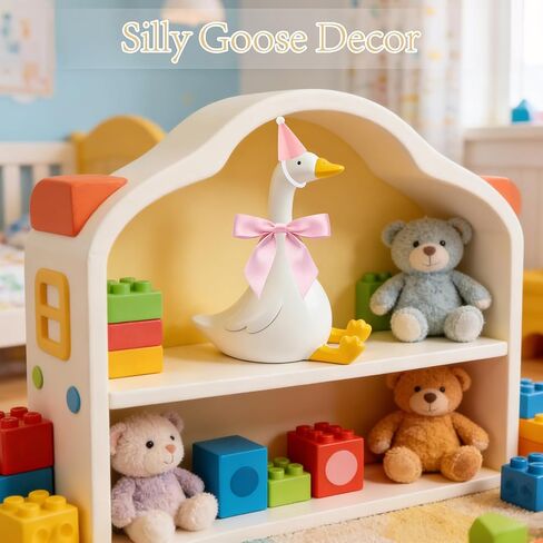 THAWAY مكتب أوزة - مع ملابس مكتب أوزة 7 بوصات - قبعة مخروطية صغيرة مع قوس وردي، ديكور مكتب للنساء ديكور أوزة سخيفة ديكور المنزل هدايا تدفئة مكتب in Kuwait