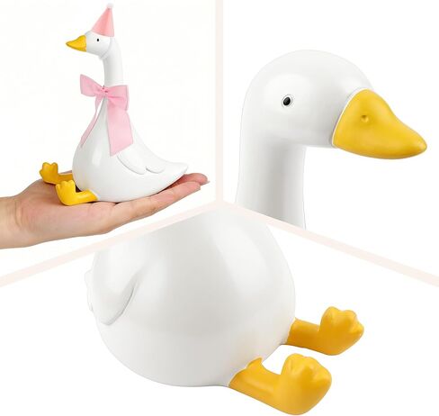 THAWAY مكتب أوزة - مع ملابس مكتب أوزة 7 بوصات - قبعة مخروطية صغيرة مع قوس وردي، ديكور مكتب للنساء ديكور أوزة سخيفة ديكور المنزل هدايا تدفئة مكتب in Kuwait