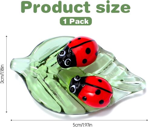 Mini Crystal Green Leaf Glass Ladybug, Mini Ladybug Decor Glass Ladybugs Figurine Hand-Blown Glasses Animal Figurines Gifts Colorful Insect Statue and Collectible Figurine for Room Ornament(Ladybug) in Saudi Arabia