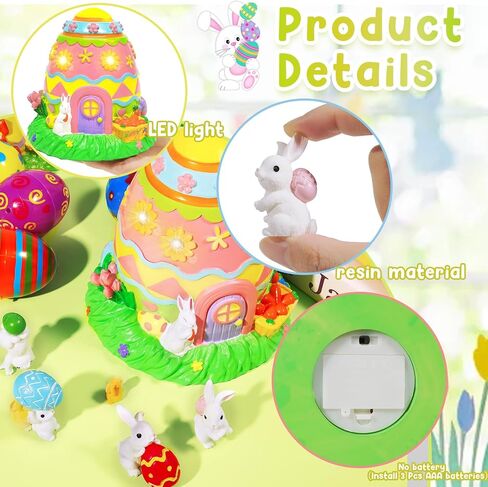12 Pcs Easter Egg Fairy Garden House Kit Easter Rabbit Figurines Miniature Fairy Garden Accessories DIY Micro Landscape Decor in Kuwait