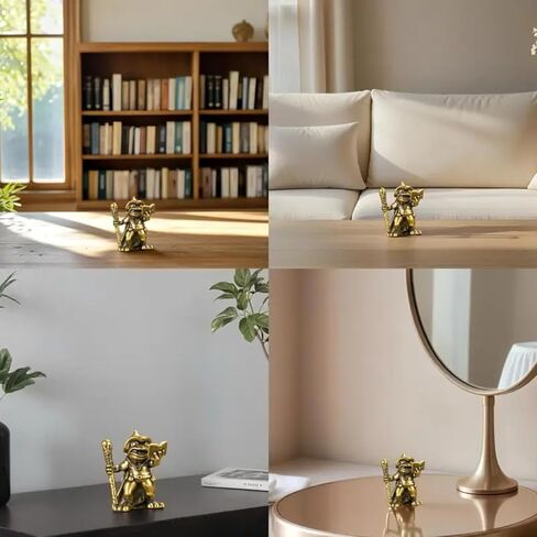 Vintage Brass Frog Wizard Statue Frog Holding A Magic Wand Ornament Small Animal Figurines Home Office Decoration Car Ornaments in Saudi Arabia