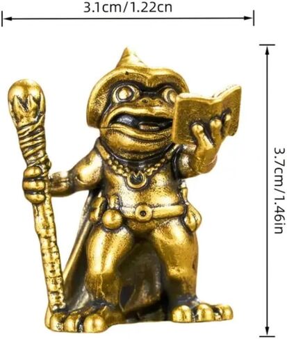 Vintage Brass Frog Wizard Statue Frog Holding A Magic Wand Ornament Small Animal Figurines Home Office Decoration Car Ornaments in Saudi Arabia