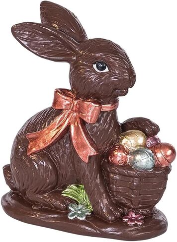 The Bridge Collection Decorative Faux Chocolate Bunny – Easter Candy Inspired Rabbit Figurine – Seasonal Spring Home Accent in Saudi Arabia