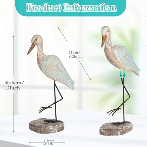Seagull Statues Coastal Decor, Wooden Sea Birds Sculptures for Home Room Nautical Coastal Beach Decor, 2pcs (Light Brown) in Saudi Arabia