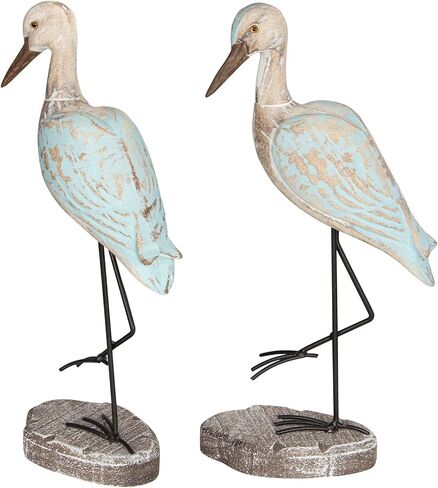 Seagull Statues Coastal Decor, Wooden Sea Birds Sculptures for Home Room Nautical Coastal Beach Decor, 2pcs (Light Brown) in Saudi Arabia