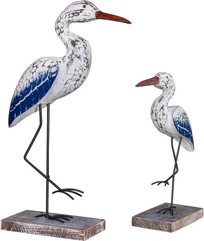Seagull Statues Coastal Decor, Wooden Sea Birds Sculptures for Home Room Nautical Coastal Beach Decor, 2pcs (Light Brown) in Saudi Arabia