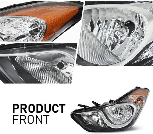 ALLGOOD Headlight Assembly Left & Right Side Halogen Compatible with Elantra 2011-2013 Clear Lens Chrome Housing Amber Reflector in Saudi Arabia