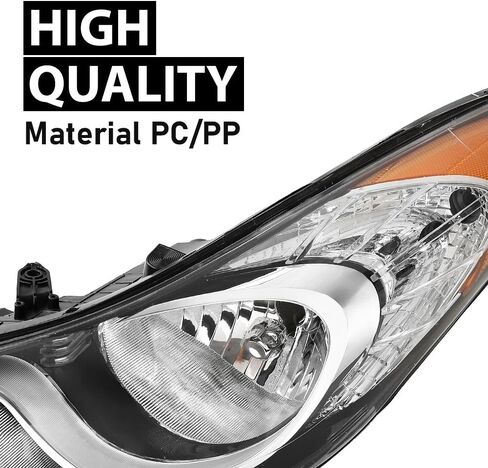 ALLGOOD Headlight Assembly Left & Right Side Halogen Compatible with Elantra 2011-2013 Clear Lens Chrome Housing Amber Reflector in Saudi Arabia