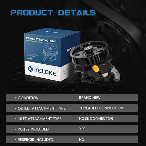 KELOKE Power Steering Pump, with pulley, Compatible with Ford Escape 2001-2004 L4 2.0L; Compatible with Mazda Tribute 2001-2004 L4 2.0L. Replace# 20-299 EC0132600E in Kuwait