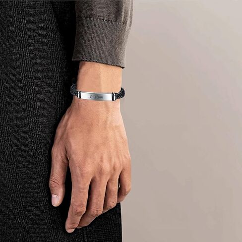 Yahuah Yahusha Bracelet, Jewish Israel Hebrew Black Rope Bracelet, Israel Jewelry for Men and Women，Leather Braided Bracelet (Black) in Kuwait