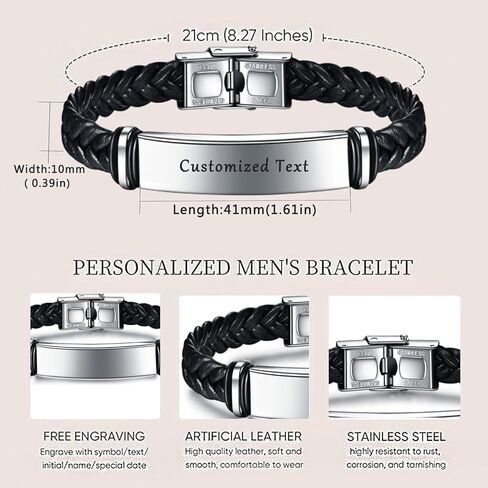 Yahuah Yahusha Bracelet, Jewish Israel Hebrew Black Rope Bracelet, Israel Jewelry for Men and Women，Leather Braided Bracelet (Black) in Kuwait