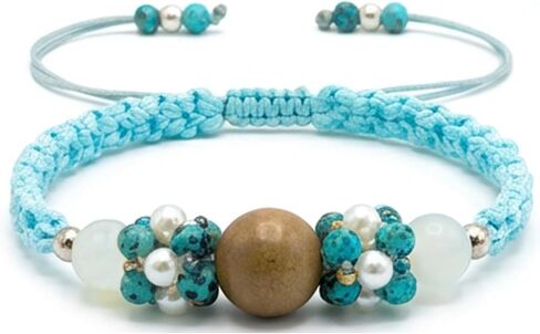 Bracelets for Women and Men, Healing Bracelets, Floral-shaped Bracelet, Natural Stress Relief Gifts Charm Bracelet, Handmade Braided, Adjustable Bracelets Jewelry for Him and Her, Blue, Agate in Saudi Arabia