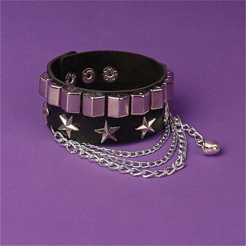 Black Leather Cuff Wristband Goth Gothic Metal Rivet Punk Skeleton Star Bracelets for Women Men Armbands Cosplay in Saudi Arabia