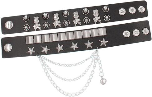 Black Leather Cuff Wristband Goth Gothic Metal Rivet Punk Skeleton Star Bracelets for Women Men Armbands Cosplay in Saudi Arabia
