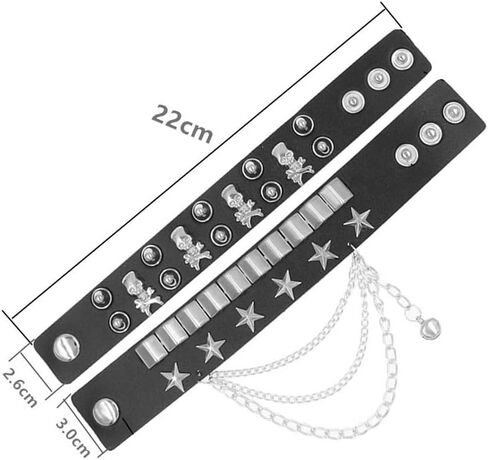 Black Leather Cuff Wristband Goth Gothic Metal Rivet Punk Skeleton Star Bracelets for Women Men Armbands Cosplay in Saudi Arabia
