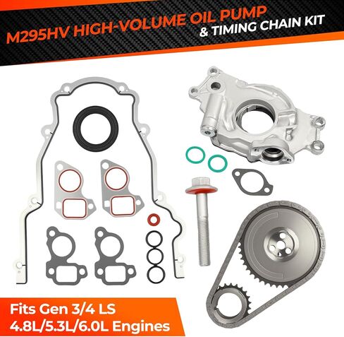 M295HV High-Volume Oil Pump & Timing Chain Kit, Compatible with Chevy Silverado Avalanche GMC Sierra Yukon Cadillac Escalade 1997-2013 4.8L 5.3L 6.0L LS1 LS2 LS3 L96 LM7 LR4 LQ4 in Kuwait