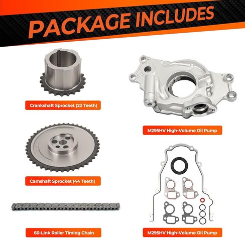 M295HV High-Volume Oil Pump & Timing Chain Kit, Compatible with Chevy Silverado Avalanche GMC Sierra Yukon Cadillac Escalade 1997-2013 4.8L 5.3L 6.0L LS1 LS2 LS3 L96 LM7 LR4 LQ4 in Kuwait