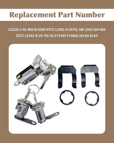 Ignition Switch Door Lock Cylinder Fit for Ford Bronco F150 F250 F350 1980-1991 Ranger 1983-1992 Bronco II 1984-1990 E150 Econoline Club Wagon 1985-1989, w/Keys in Kuwait