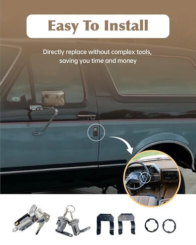 Ignition Switch Door Lock Cylinder Fit for Ford Bronco F150 F250 F350 1980-1991 Ranger 1983-1992 Bronco II 1984-1990 E150 Econoline Club Wagon 1985-1989, w/Keys in Kuwait