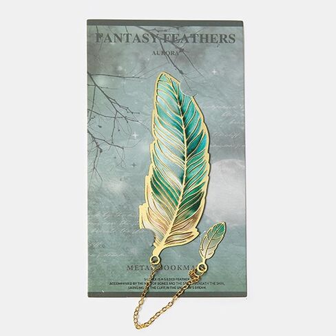 Vintage Feather Metal Bookmark, Elegant Bronze Book Mark with Chain for Readers and Writers, Antique Style Reading Gift, 3.1x1 Inches in Saudi Arabia