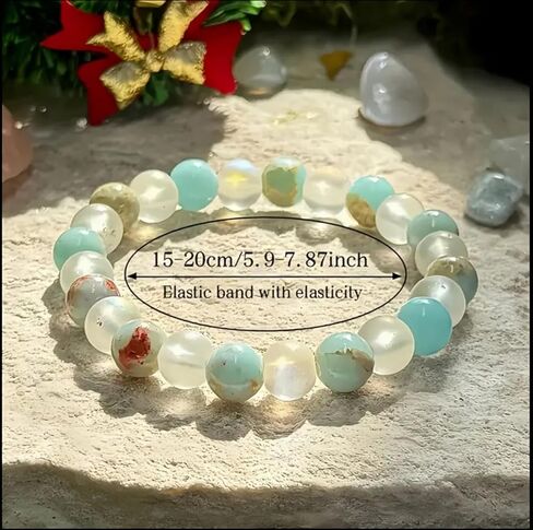 هدايا سلة عيد الفصح، كريستال شفاء للنساء والرجال، أمازونيتي العقيق الأبيض لتخفيف التوتر، حجر طبيعي قابل للتمدد، سوار مطرز هدية لحشو بيض عيد الفصح، أساسيات عيد ميلاد المعمودية in Kuwait