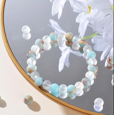 هدايا سلة عيد الفصح، كريستال شفاء للنساء والرجال، أمازونيتي العقيق الأبيض لتخفيف التوتر، حجر طبيعي قابل للتمدد، سوار مطرز هدية لحشو بيض عيد الفصح، أساسيات عيد ميلاد المعمودية in Kuwait