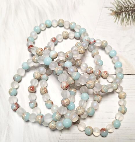 هدايا سلة عيد الفصح، كريستال شفاء للنساء والرجال، أمازونيتي العقيق الأبيض لتخفيف التوتر، حجر طبيعي قابل للتمدد، سوار مطرز هدية لحشو بيض عيد الفصح، أساسيات عيد ميلاد المعمودية in Kuwait