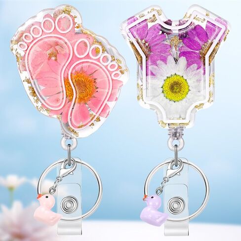 Plifal Dried Flower Nurse Badge Reel Retractable - Cute Cardiac Flower Retractable ID Name Card Badge Reel Holder with Alligator Clip, Nurse Nursing Office Medical Worker Student Accessories Gifts in Saudi Arabia
