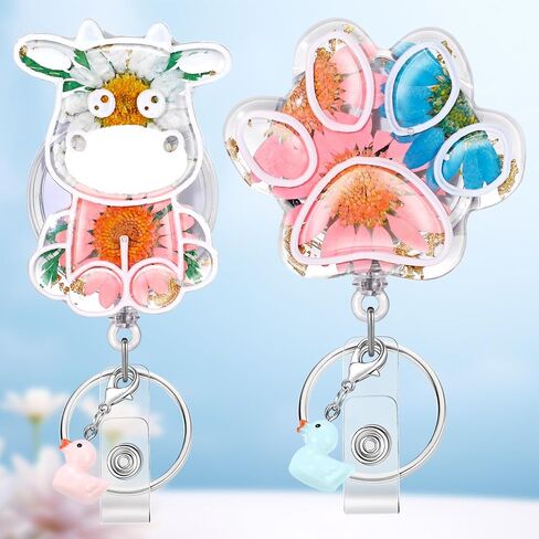 Plifal Dried Flower Nurse Badge Reel Retractable - Cute Cardiac Flower Retractable ID Name Card Badge Reel Holder with Alligator Clip, Nurse Nursing Office Medical Worker Student Accessories Gifts in Saudi Arabia