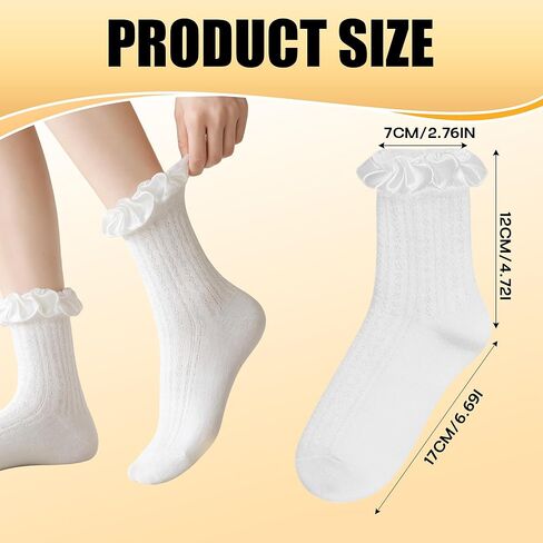 12 Pcs Women Lace Ruffled Ankle Socks Butterfly Trim Breathable Thin Casual Socks Princess Lolita Style in Saudi Arabia