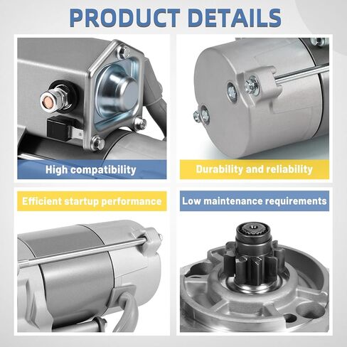 17123-63016 Starter Motor 12V 9T 2KW, Fit for Kubota Tractor Diesel Engine D1703 D1803 V2203 V2403 L4740 L5030 KX121-3 - Replace 17123-63013 18004N 15425-63010 in Kuwait