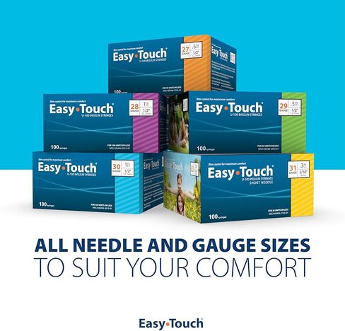 EasyTouch U-100 Insulin Syringe with Needle, 30G 0.5cc 1/2-Inch (12.7mm), Box of 100 in Kuwait