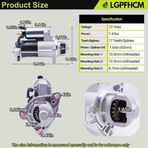 MPA12473 12V 1.4 KW 17T Starter Motor for Chevrolet L4 1.5L Equinox 2018-2023 Malibu 2017-2023 1.4L Cruze 2017-2019 for GMC Terrain 1.5L 2018-2023 for Buick Encore 1.5L 2017-2019 CW # 12673600 in Kuwait