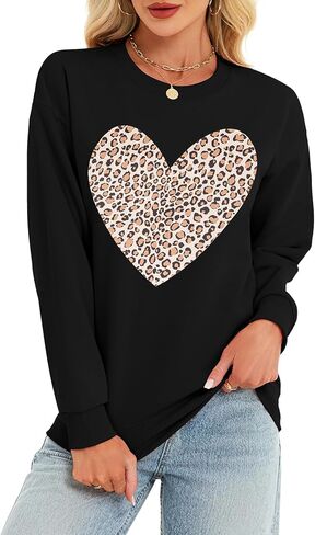 Women's Oversized Casual Sweatshirt Cute Love Heart Graphic Funny Crew Neck Long Sleeve Pullover Tops in Saudi Arabia