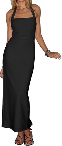 فستان Nadia FRAC طويل بدون ظهر ورقبة مربعة وفتحة خلفية للنساء من Nadia FRAC in Saudi Arabia